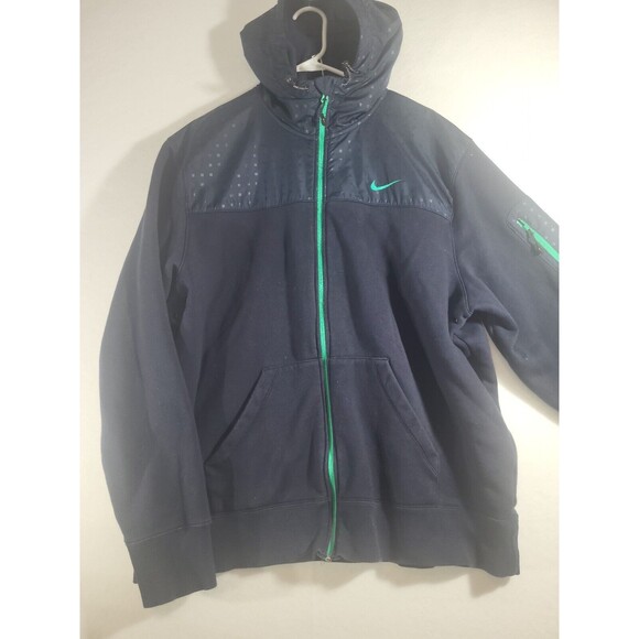 Nike Unisex Size XXL Athletic Hooded Black Jacket with Thumb Holes - Picture 1 of 5